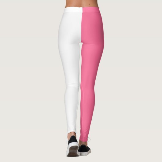 Roze Wit Twee Tone Kleur Split Leggings (Achterkant)
