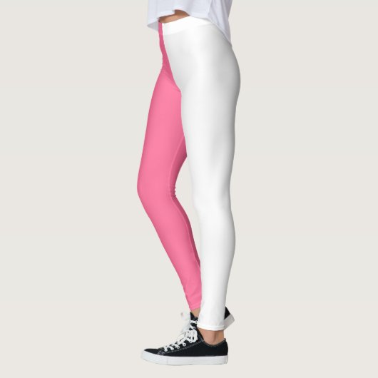 Roze Wit Twee Tone Kleur Split Leggings (Links)