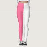 Roze Wit Twee Tone Kleur Split Leggings<br><div class="desc">Roze en Wit tweekleurige gespleten kleur halve kanten ontwerp leggings. #twotoneleggings #colorsplitleggings</div>