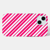 Roze Wit Verticaal Streepjespatroonontwerp Case-Mate iPhone Case (Achterkant (horizontaal))