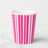 Roze Wit Verticaal Streepjespatroonontwerp Papieren Bekers (Rechts)