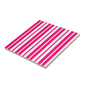 Roze Wit Verticaal Streepjespatroonontwerp Tegeltje (Zijkant)