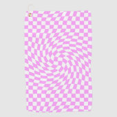 Roze & Wit Verwrongen Checker Geruite Patroon Golfhanddoek (Voorkant)