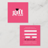 Roze wit vet typografie salon cadeaubon kortingskaartje (Voorkant / Achterkant)