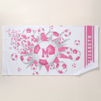 Roze wit voetbal blowout meisjes aangepaste naam