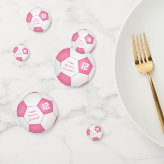 Roze Wit Voetbal Girly verjaardagsfeestje Confetti (Groep)
