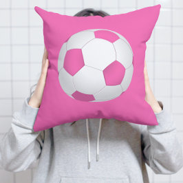 Roze wit voetbal - monogram kussen