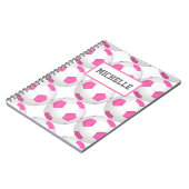 Roze wit voetbal patroon - voeg naam toe notitieboek (Linkerzijde)