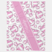 Roze wit volleybalpatroon netaccent fleece deken (Voorkant)