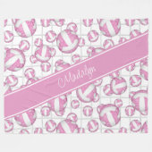 Roze wit volleybalpatroon netaccent fleece deken (Voorkant (Horizontaal))