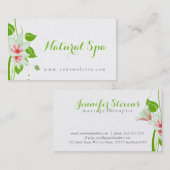 Roze & Wit Water Kleur Bloemen Natuurlijke Spa Visitekaartje (Voorkant / Achterkant)