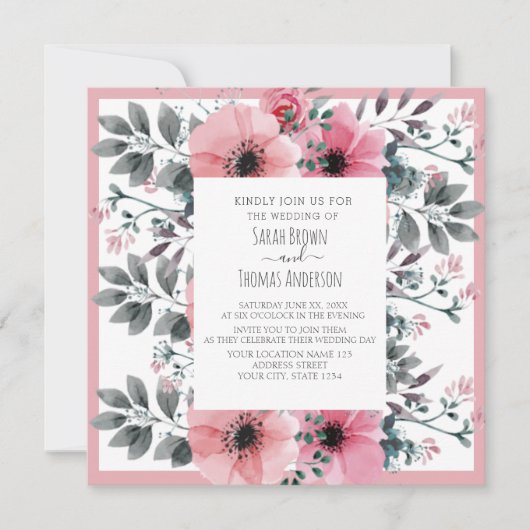 ROZE WIT WATER KLEUR BLOEMIG KAART (Voorkant)