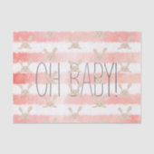 Roze Wit Waterverf Bunny Oh Baby Tissuepapier (Voorkant)