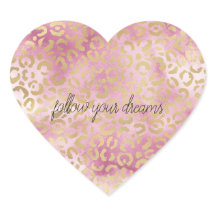 Roze Wit Waterverf Gouden Luipaard Print