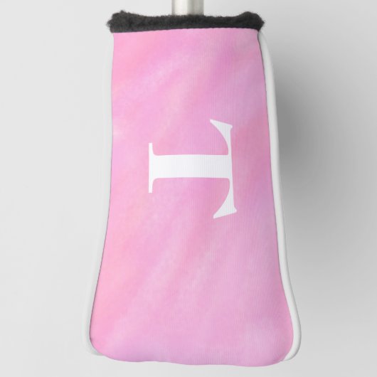  Roze Wit Waterverf Monogram Golfheadcover (Draai 90)