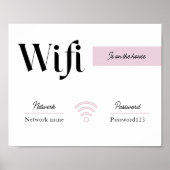 Roze & Wit Wifi Wachtwoord en Netwerkteken Poster (Voorkant)