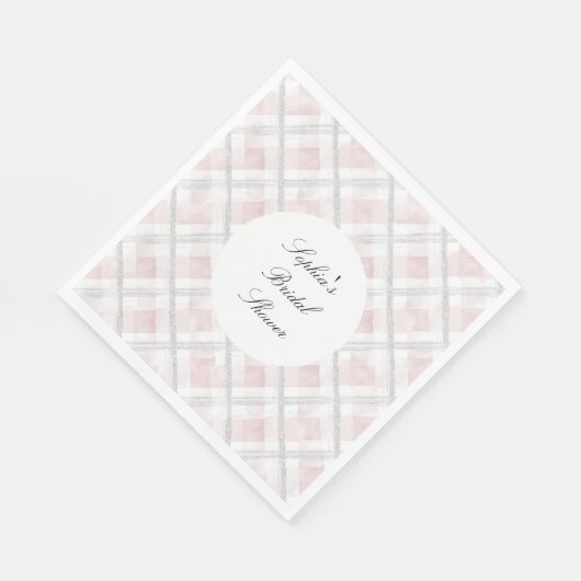 Roze Wit Zilveren Glitter Squares Huwelijk Servet (Hoek)