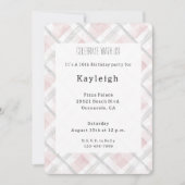 Roze Wit Zilveren Glitter Squares Verjaardag Kaart (Voorkant)