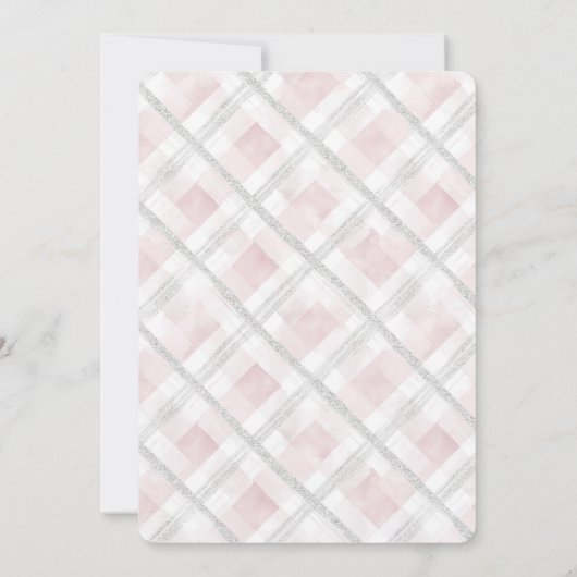 Roze Wit Zilveren Glitter Squares Vrijgezellenfees Kaart (Achterkant)