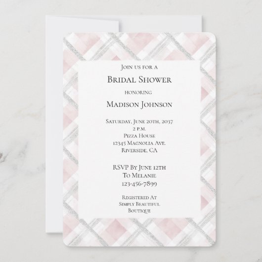 Roze Wit Zilveren Glitter Squares Vrijgezellenfees Kaart (Voorkant)