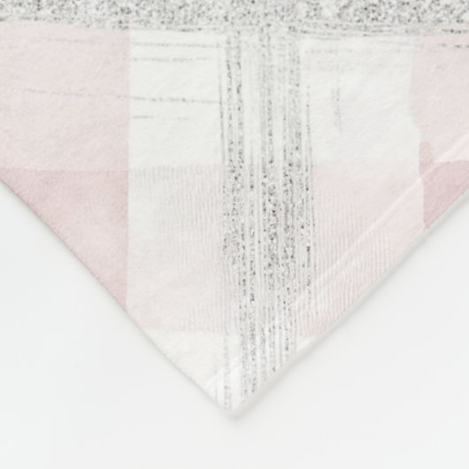 Roze Wit Zilveren Glitter Vierkanten Fleece Deken (Hoek)