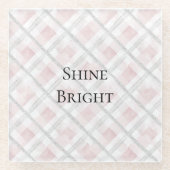 Roze Wit Zilveren Glitter Vierkanten Glazen Onderzetter (Voorkant)