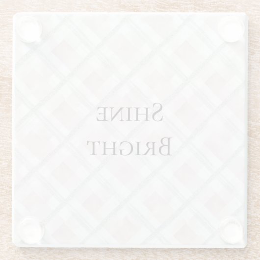 Roze Wit Zilveren Glitter Vierkanten Glazen Onderzetter (Achterkant)