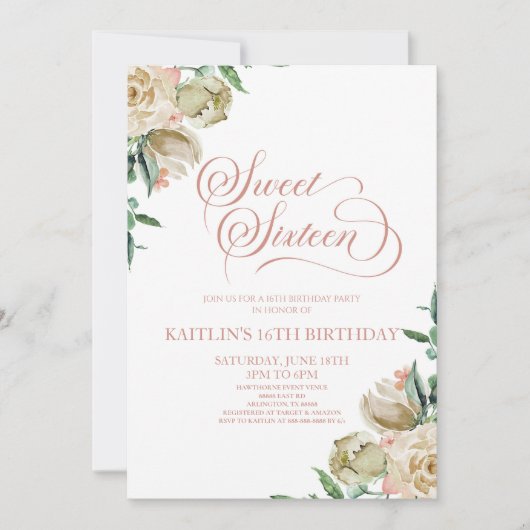 Roze Wit Zoet Zestien 16e Verjaardagsfeestje Kaart (Voorkant)