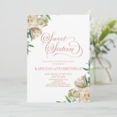 Roze Wit Zoet Zestien 16e Verjaardagsfeestje Kaart (Staand voorkant)