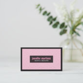 Roze Wit & Zwart ArtDeco geometrisch patroon Visitekaartje (Staand voorkant)