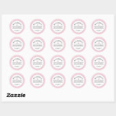 Roze Wit Zwart Bruiloft Uitnodiging Rond Label (Vel)
