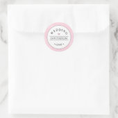 Roze Wit Zwart Bruiloft Uitnodiging Rond Label (Tas)