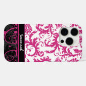 Roze Wit Zwart Gepersonaliseerde Damask Case-Mate iPhone Case (Achterkant (horizontaal))
