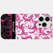 Roze Wit Zwart Gepersonaliseerde Damask Case-Mate iPhone Case (Achterkant (horizontaal))