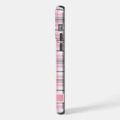 Roze Wit Zwart Geruite Patroon iPhone Hoesje (Linkerkant)