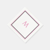 Roze Wit Zwart Monogram Initiaal Aangepaste naam C Servet (Hoek)