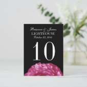 Roze Wit Zwart Roos Trouwtafel Nummer Kaart (Staand voorkant)