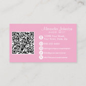Roze Wit & Zwart Script Make-up Foto Personaliseer Visitekaartje (Achterkant)