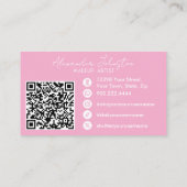 Roze Wit & Zwart Script Make-up Foto Personaliseer Visitekaartje (Achterkant)