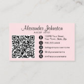 Roze Wit & Zwart Script Make-up Foto Personaliseer Visitekaartje (Achterkant)