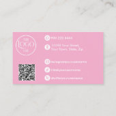 Roze Wit & Zwart Script Make-up Foto Personaliseer Visitekaartje (Achterkant)