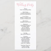 Roze Wit Zwart Trouwprogramma Programmakaart (Achterkant)