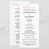 Roze Wit Zwart Trouwprogramma Programmakaart (Voorkant / Achterkant)