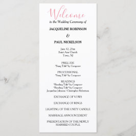 Roze Wit Zwart Trouwprogramma Programmakaart