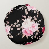 roze, wit zwart-wit rond kussen (Achterkant)