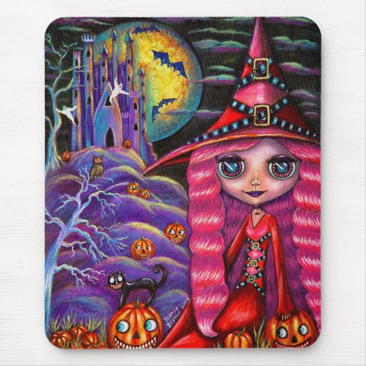 Roze Witch Mousepad Muismat (Voorkant)