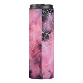 Roze Witchy Spiderwebs Halloween Gepersonaliseerd Thermosbeker (Achterkant)