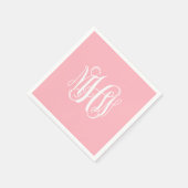 Roze witte 3 Initialen Wijnstokmonogram DIY BG Servet (Hoek)