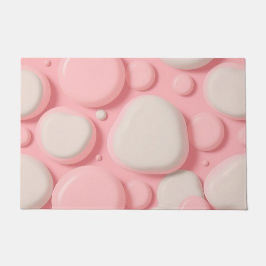 Roze Witte 3D-Belpatroon Zachte Pastel Abstracte Deurmat (Voorkant)
