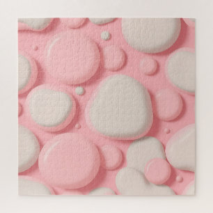 Roze Witte 3D-Belpatroon Zachte Pastel Abstracte Legpuzzel